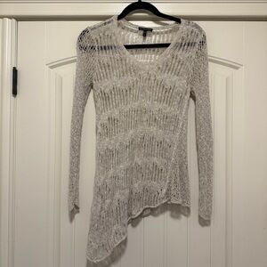 Eileen Fisher linen-cotton open knit asymmetric tunic, beige